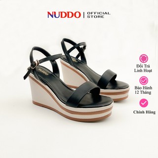 Giày Sandal Nữ Đế Xuồng Siêu Êm Cao 9 Phân, Dép Nữ Đế Cao Quai Ngang Thanh Lịch NUDDO _ N102X
