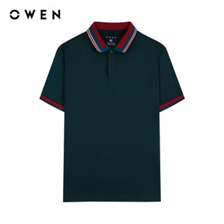 OWEN - Áo polo ngắn tay Body Fit màu Xanh chất liệu CVC Spandex - APV233199