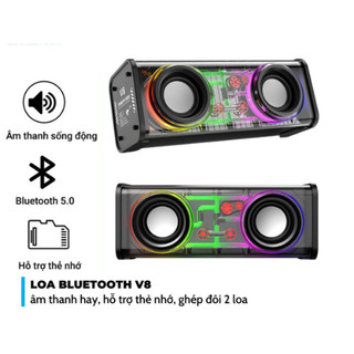 Loa bluetooth không dây V8 mini cầm tay công suất lớn, âm thanh hay, led nháy theo nhạc- HKDOTI