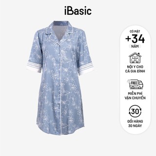 Đầm mặc nhà nữ tay lửng họa tiết iBasic SW066
