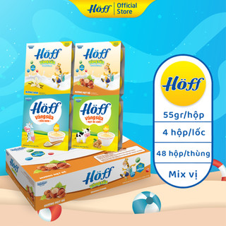 Váng sữa trẻ em Hoff MIX VỊ cho bé từ 6 tháng tuổi, giàu protein và canxi - 1 THÙNG (12 lốc/48hộp)