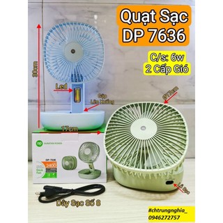 QUẠT TÍCH ĐIỆN SIÊU MÁT GẤP GỌN DP7636 TIỆN DỤNG CAO 30CM PIN 2400MAH