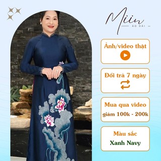 Áo dài Bạch Liên Hoa - áo dài bà sui, áo dài mẹ trung niên, lụa tô châu cao cấp, thêu lắc tay đính kết thủ công