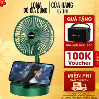 Quạt tích điện để bàn gấp gọn super , quạt tích điện cầm tay