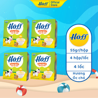 Váng Sữa HẠT ÓC CHÓ Hoff cho bé từ 6 tháng tuổi bổ sung DHA, D3, canxi, phát triển trí tuệ - 4 LỐC (16 hộp x 55g)