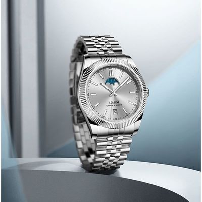 Đồng hồ nam chính hãng obinni LB19018G Kính Sapphire,chống nước 50M,BH 24 tháng,máy cơ(Automatic,dây kim loại trắng xịn
