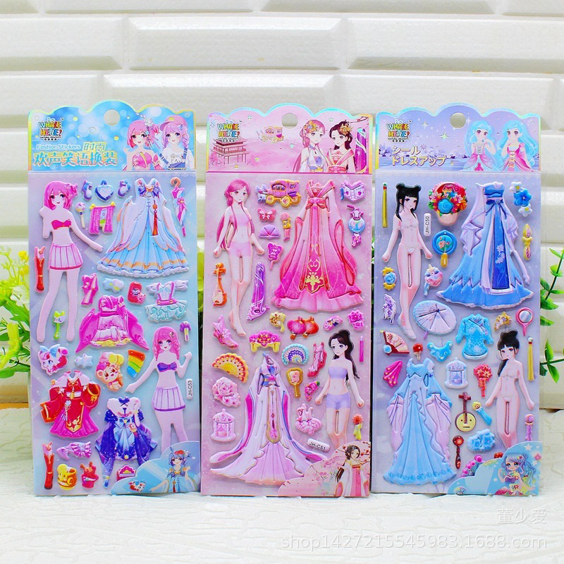 Tập hình dán sticker  3d thay trang phục công chúa nhiều mẫu siêu xinh cho bé