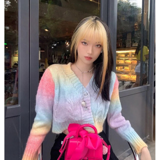 [SẴN DÀI] JISOO BLACKPINK Áo croptop len tay dài màu rainbow cầu vồng phong cách ulzzang SAM SAM BOUTIQUE