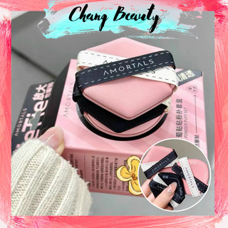[Amortals] Set Mút tán Amortals Black&Pink hộp 3 miếng puff dây chéo không hút kem nền chính hãng