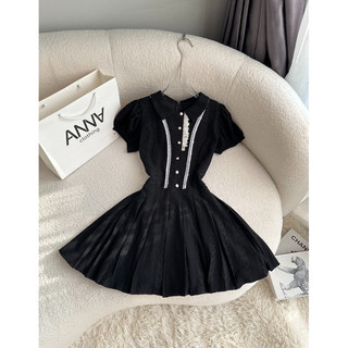 Đầm cổ polo viền ren xếp li Anna - Arin