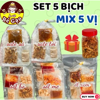 [TẶNG HÀNH PHI] Sét 5 Bịch Bánh Tráng Mix 5 Vị Sốt Bò, Me, Ớt Rim, Sate Tỏi Ớt, Sate Sả BEGAO