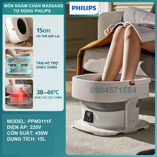 Bồn ngâm chân massage Philips gấp gọn, máy ngâm chân mát xa giữ ấm tự động, bồn ngâm chân nhập khẩu philips chính hãng