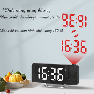 Đồng hồ báo thức máy chiếu thời gian 180°- đồng hồ led hiện thị nhiệt độ