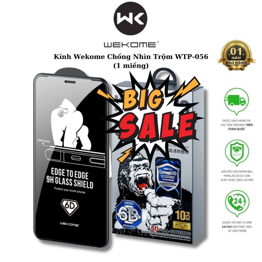 Kính cường lực WEKOME WTP-056 chống nhìn trộm, 1 miếng xịn