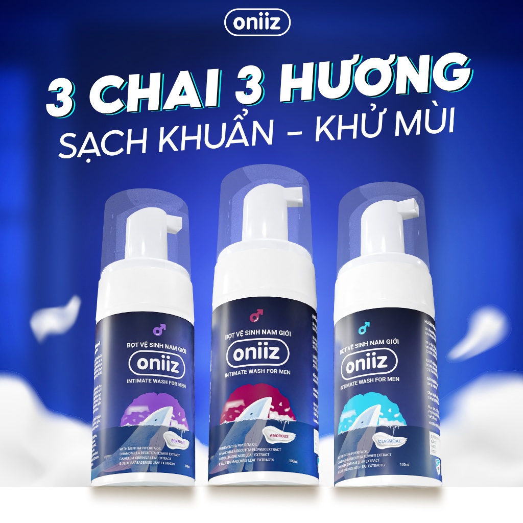 Bộ 3 bọt vệ sinh nam giới Oniiz ES-114.13, dung dịch vệ sinh nam tạo bọt 100ml