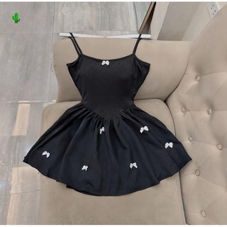 ĐẦM DÂY ĐÍNH NƠ ( kèm bra )