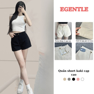 Quần short cạp cao gập gấu, quần đùi sắn gấu phong cách hàn quốc egentlehanoi