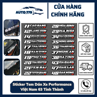 Sticker Tem Dán Xe Performance Việt Nam 63 Tỉnh Thành