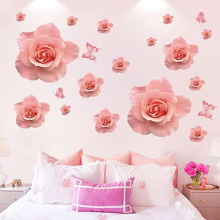 Decal dán tường trang trí hoa hồng cánh to