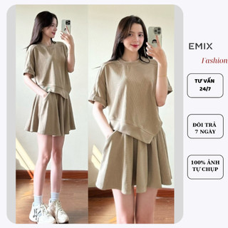 Sét áo vạt nhọn kèm quần giả váy chất thun tăm EMIX SetaokemCV088/P4K12