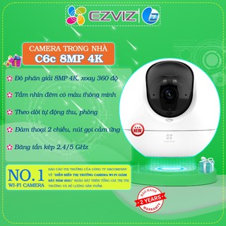 Camera wifi 4K trong nhà Ezviz C6C 8MP chính hãng, đàm thoại 2 chiều, xoay 360 độ