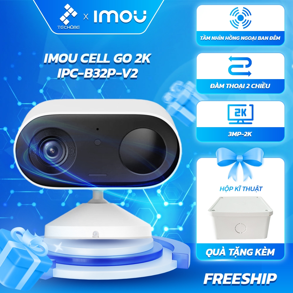 Camera wifi dùng pin Imou Cell Go IPC-B32P-V2 camera hành trình chống nước nhỏ gọn màu ban đêm chân đế nam châm- techome