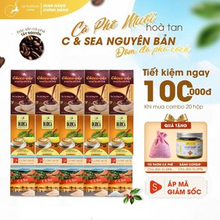 Combo 5 Hộp Cà Phê Muối Chuẩn Vị Huế C&Sea, 5 Hộp Cà Phê Sầu Riêng DURICA, 5 Hộp Socola Hòa Tan Uống Liền CHOCO-OKE