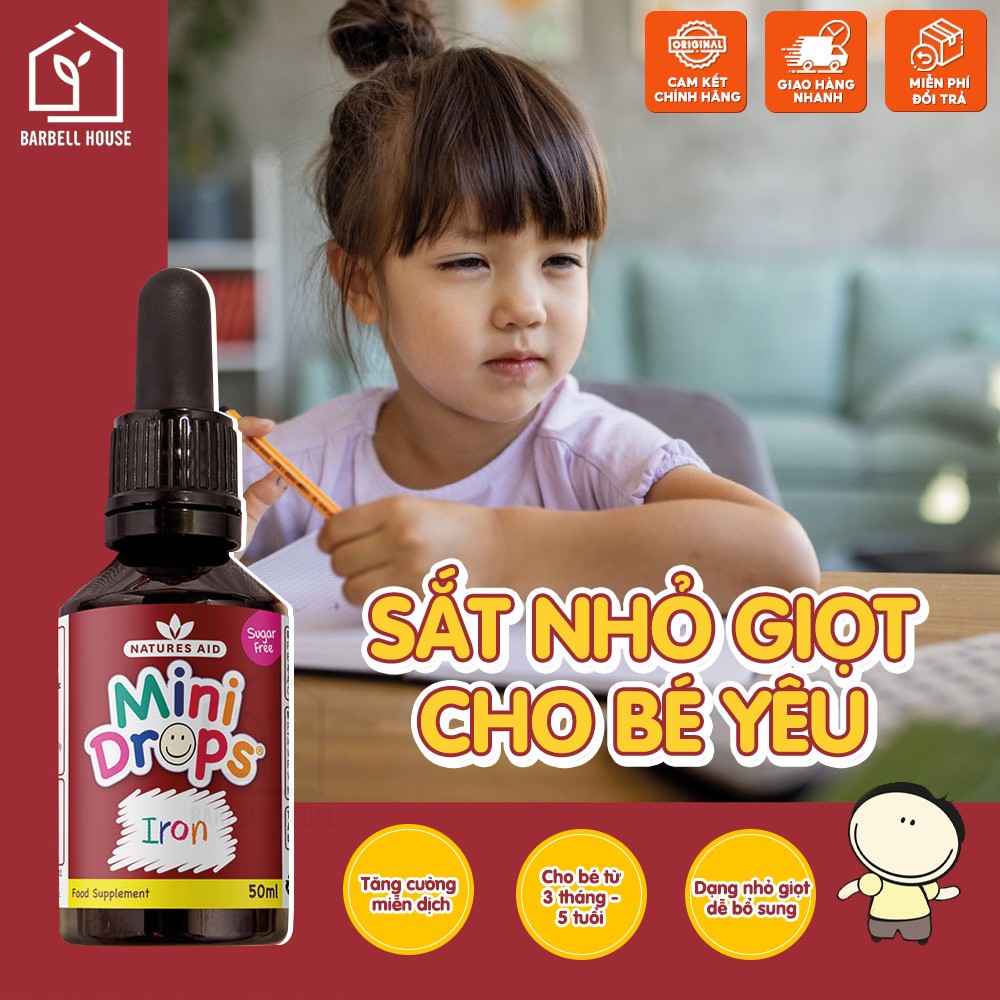 NATURE AID Mini Drops Iron - 50ml/Sắt giọt cho bé 3m-5y