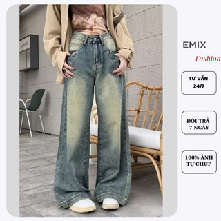 Quần jean nữ ống suông rộng dáng dài ẼMIX Q833/P0K2