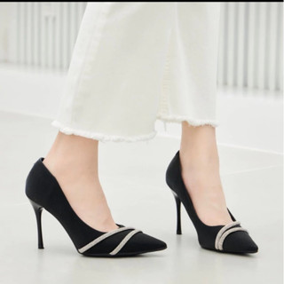  Giày cao gót nhọn 5p 8p 10p bít mũi da nhung 2 dây xoàn chéo mũi chân - BM107 giày Công sở 