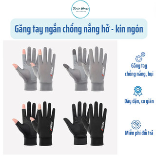 [Cả Nam-Nữ]Găng Tay Đi Nắng Chống Nắng Nam Nữ Hở 2 Ngón Đủ Ngón Bao Tay Đi Nắng Lái Xe Câu Cá Chống Tia UV Vải Lụa Lanh