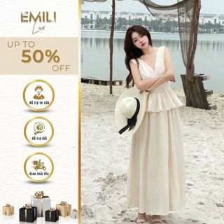 Set váy dài sát nách Emili váy dài tiểu thư chất nhuyễn cao cấp đi chơi đi tiệc thời trang  sáng trọng 