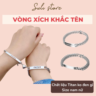 [TITAN KO RỈ] Vòng tay cặp đôi khắc tên theo yêu cầu Suli store (nam châm hít)
