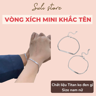 Vòng tay lắc tay cặp đôi xích nhỏ khắc chữ theo yêu cầu Suli store