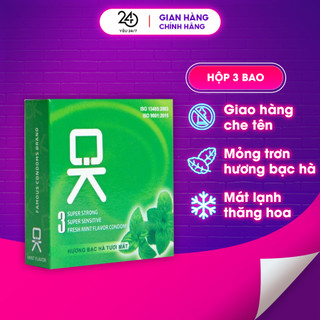 Bao cao su OKHQ mát lạnh cho cảm giác thăng hoa Hộp 3 bao
