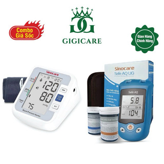 Combo Máy Đo Gút,Đường Huyết 2 Trong 1 Safe AQ UG Và Máy Đo Huyết Áp Bắp Tay Chính Hãng Sinocare