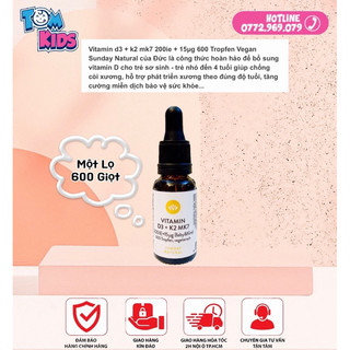 Vitamin D3 K2 MK7 Sunday Natural Đức Chai 20ml ( CAM KẾT CHÍNH HÃNG )