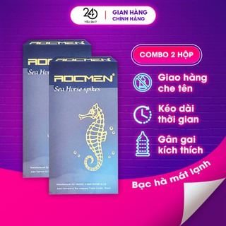 Bao Cao Su  Rocmen Siêu Gai kéo dài thời gian Cá Ngựa Xanh Hộp 10Chiếc x 2hộp YEU247