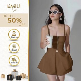 Set áo hai dây dáng ôm phối khóa Emili phối chân váy thời trang phong cách 