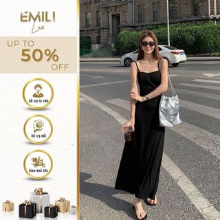 Đầm maxi hai dây dáng suông Emili đầm cúp ngực 2 dây chất Xleo kiểu nữ 
