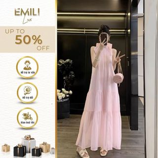 Đầm voan xòe phối nơ kiểu nữ Emili đầm không tay dáng xòe đi tiệc kiểu xinh 