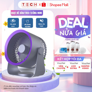 Quạt Để Bàn Treo Tường Không Dây Tích Điện GODWELL Quạt Treo Tường Pin 4000mAh Có 4 Chế Độ Gió Linh Hoạt