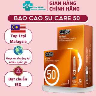 Bao Cao Su CARE 50 Có Gai hương rừng nhiệt đới nhiều gel bôi trơn hộp 3 chiếc, 12 chiếc