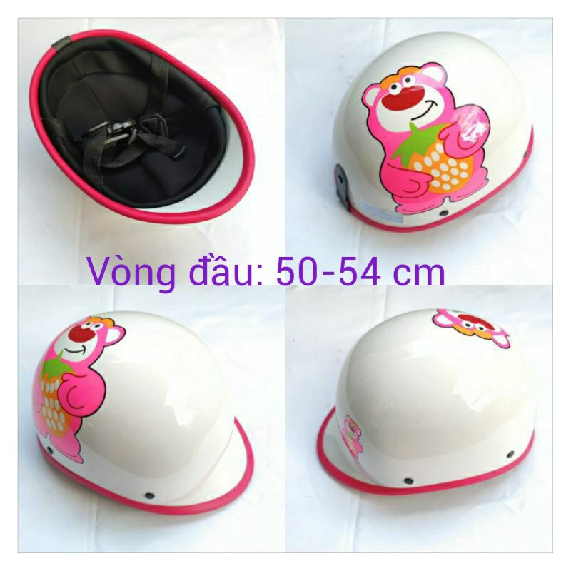 HCM👑 Mũ /Nón Bảo Hiểm trẻ em Gấu Dâu Dễ Thương, Nhiều màu cho bé 2 - 5 tuổi siêu nhẹ ( vòng đầu 50-54 cm , nặng 300g)