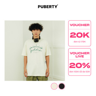 Áo thun unisex oversize local brand puberty 5-stars tee / đen - kem