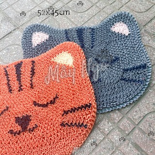 Thảm trang trí hình thú, thảm lau chân thủ công hình mèo dễ thương