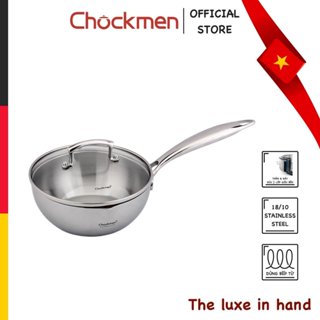 Quánh Nồi CHOCKMEN Inox 18/10 Size 16cm Nắp Kính Chảo Xào Rán Nồi Nấu Đa Năng Dùng Được Mọi Loại Bếp