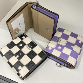 Ví ngắn Coach Snap Wallet sọc caro thời trang