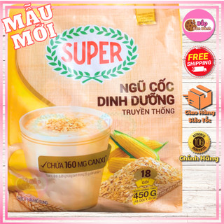 Ngũ Cốc Dinh Dưỡng SUPER Singapore Vị Truyền Thống - Bột Ngũ Cốc Super Ít Đường 450g (18 Gói x 25g)