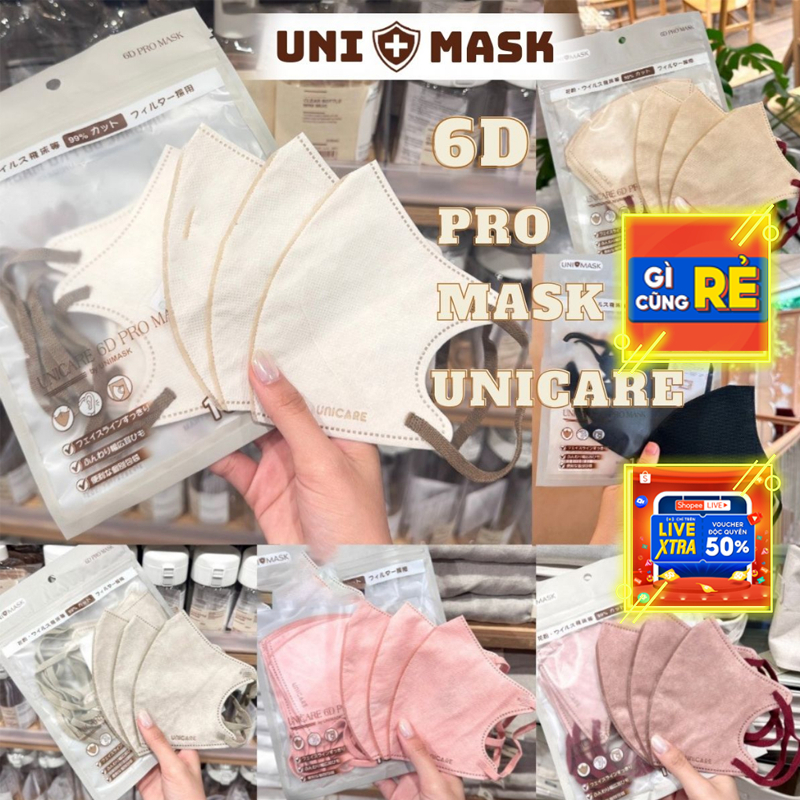[ Chống Nắng + UV Cực Tốt ] Combo 100 Cái Khẩu Trang 6D Pro Uni Care